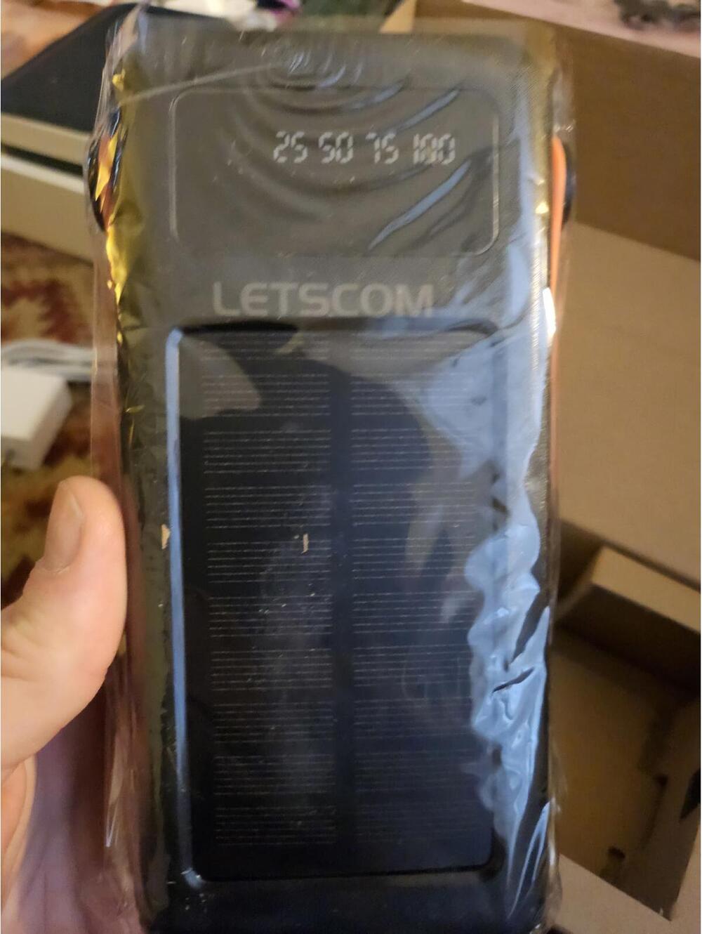 NEW - Letscom Universal Solar Power Bank Charging Device w Integrated Cables